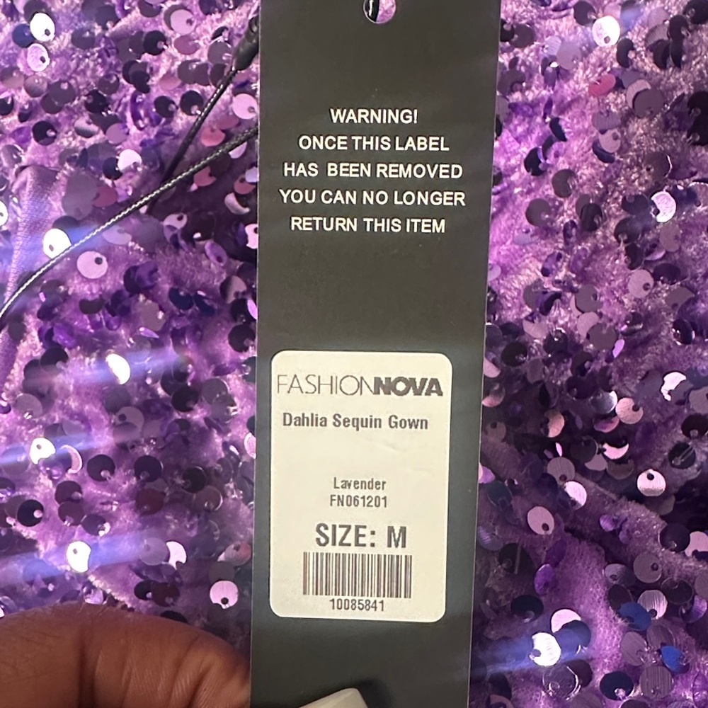Fashion Nova Lavender Sequin Prom Dress - Picture 4 of 4